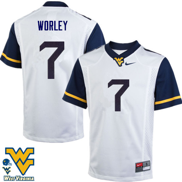 Men #7 Daryl Worley West Virginia Mountaineers College Football Jerseys-White - Click Image to Close